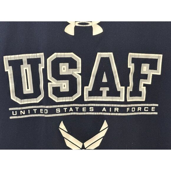 Under Armour Men's Athletic Heat Gear USAF Navy Blue Tee, Size 2XL Stretchy - Picture 3 of 4